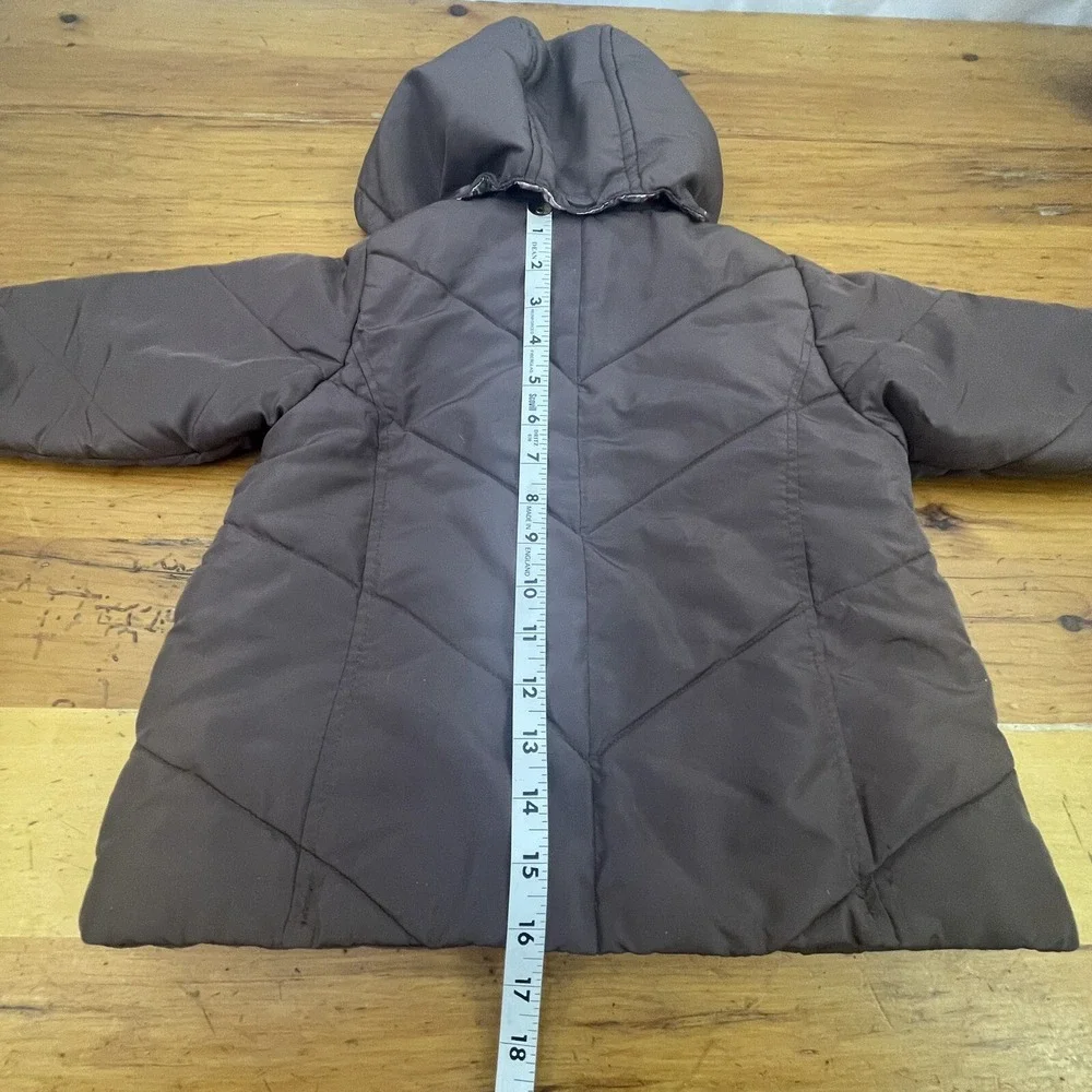 Oshkosh Girls Winter Peacoat Brown/Pink Size 4 Hooded Jacket‎ Removable Hood
